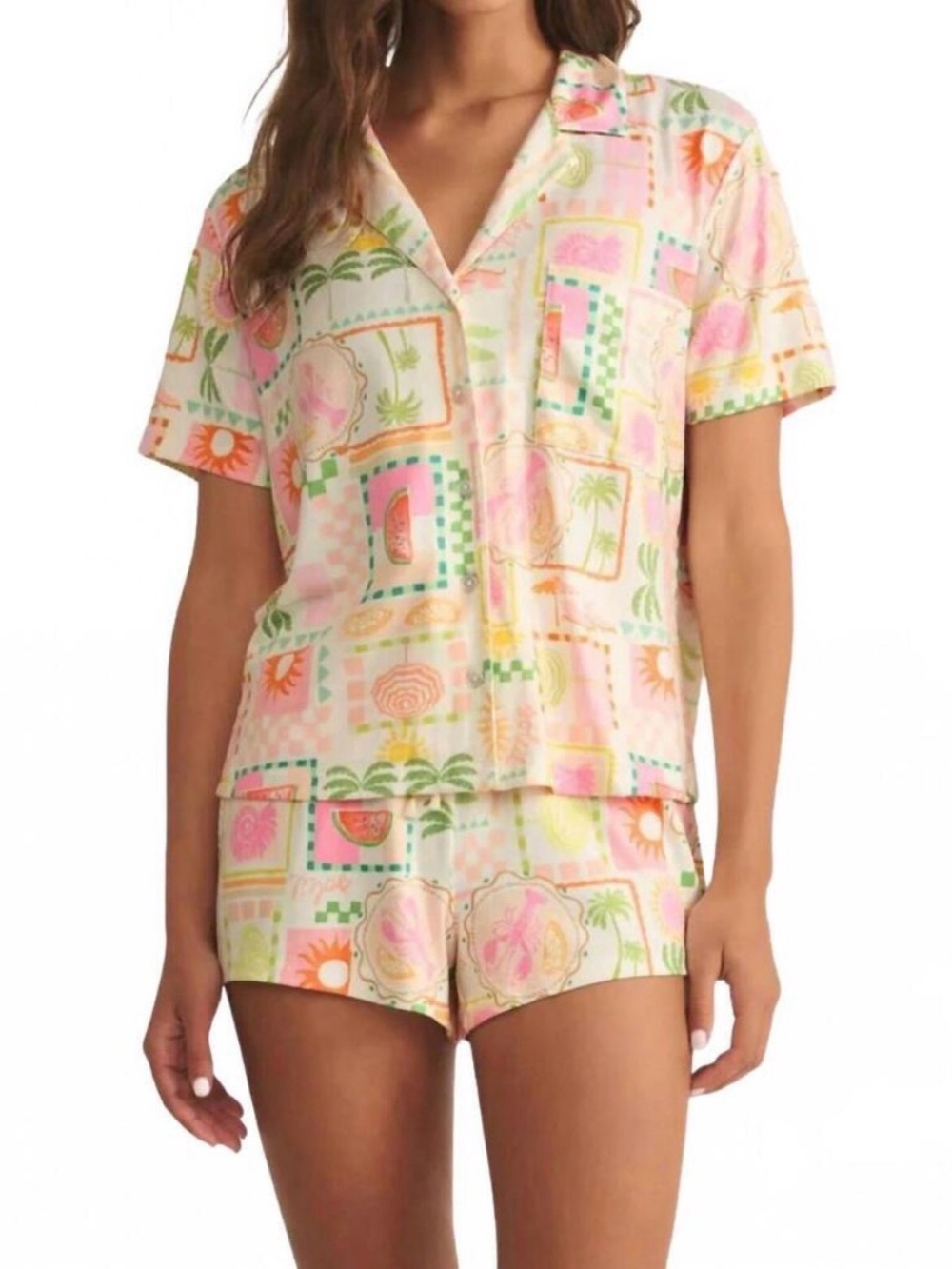 NWT Z Supply Beach Days Soleil Shirt - Pink, Orange, Green- Women's Size XS